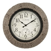 La Crosse Clock 13-inch Weaver Indoor/Outdoor Brown Rattan Quartz Analog Clock, 433-3833
