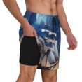 thumbnail image 2 of Fuzoiu Moonlit Night Sea Sailboat Print Men's Swim Shorts,Quick-Dry Double-Layer Swim Trunks,Board Trunks,Beach Shorts Swimwear Bathing Suits-Large, 2 of 6