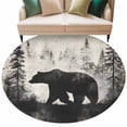 thumbnail image 2 of Brown Bear Round Area Rug 7 FT,Non Slip Living Room Area Carpet,Retro Forest Nature Tree Silhouette Mountain Washable Soft Circular Rug Floor Carpet for Bedside Office Play Room Classroom, 2 of 9