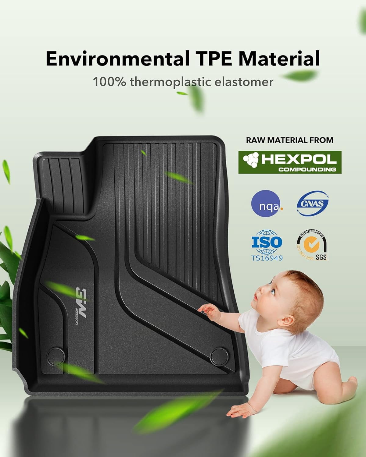 3W Tesla Model Y Floor Mats, All-Weather TPE Floor Liner Compatible for Tesla Model Y 2020-2024 Full Set Black Floor Mats & Cargo Liner and Rear Seat Back Mats Accseeories for Tesla 5-Seater