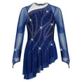 thumbnail image 5 of iixpin Kids Girls Sparkly Lyrical Dance Dress Figure Ice Skating Ballet Skirted Leotard Competition Dancewear Navy Blue 12, 5 of 7