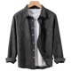 thumbnail image 1 of Blusa y camisa de manga larga con cuello vuelto para hombre, color liso, informal, a la moda, con bolsillos, solapa, manga larga, botones, cárdigan, abrigo, blusa de poliéster para hombre, 1 of 7