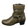 thumbnail image 4 of asdoklhq Womens Casual Shoes,Women Shoes Breathable Chunky High Heels Retro Zipper Short Boots, 4 of 5