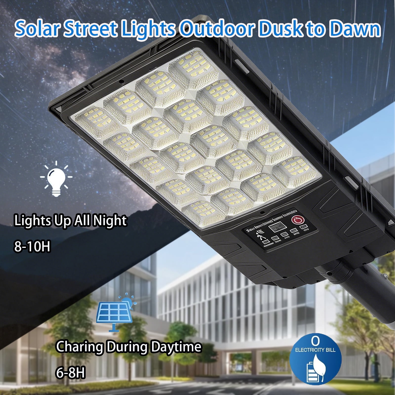 Solar Street Lights Outdoor, 6500K Waterproof LED Solar Flood Lights with Motion Sensor, Dusk to Dawn Solar-Powered Light for Outside, Security Lights for Parking Lot Yard Driveway