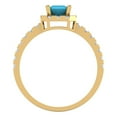 thumbnail image 4 of 0.89 ct Princess Cut Simulated Turquoise with Simulated Diamond Halo Accents 18K Yellow Gold Womens Engagement Ring, 4 of 5