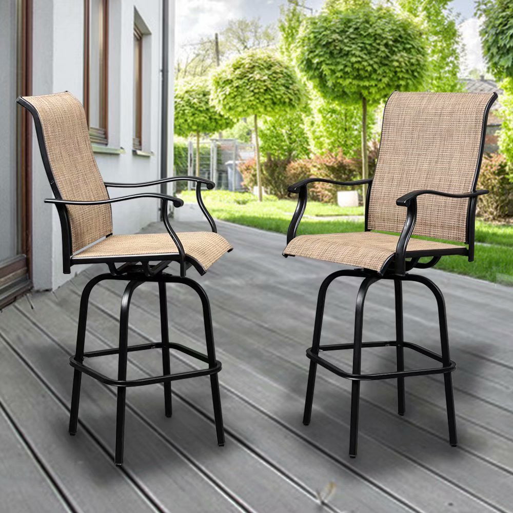 Outdoor Swivel Bar Stool Set Of 2 Vik Patio Bar Chair For Bistro Lawn