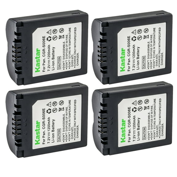Kastar 4-Pack CGA-S006 Battery Replacement for Panasonic CGA-S006, CGA-S006e, CGR-S006, CGR-S006e, DMW-BMA7 Battery, Panasonic DE-A44, DE-994, DE-994A Charger