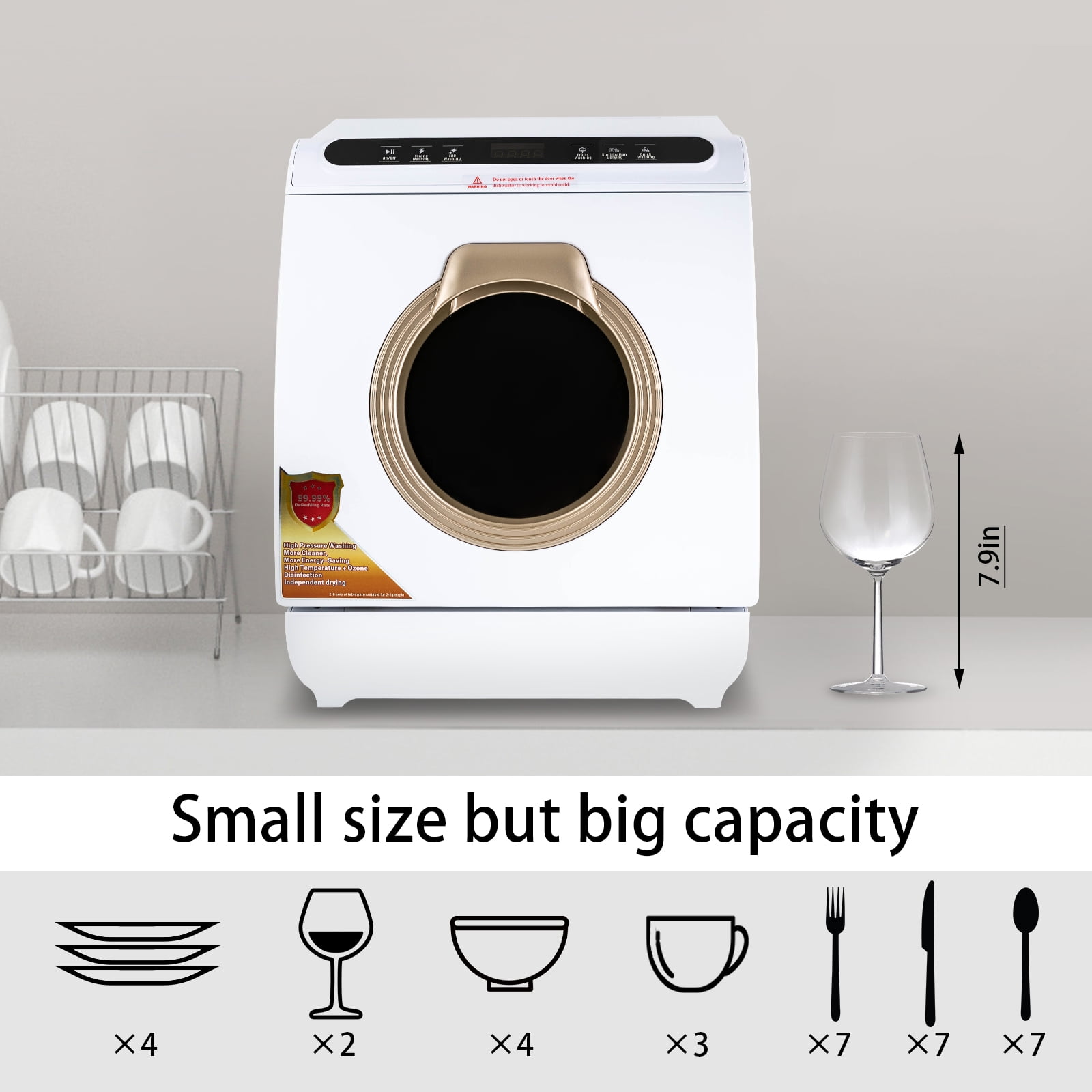 Portable 3-in-1 Dishwasher with Dryer & Cabinet Function, 5 Cleaning Modes, Water-saving & Easy Setup, Ideal for Small Homes, Apartments, RVs, and Dorms