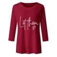 thumbnail image 4 of Top túnica estampado de manga 3/4 para mujer - Blusa de cuello redondo para el trabajo informal y las vacaciones - Tallas M-XXXL, 4 of 5
