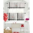 thumbnail image 6 of Valentines 3 Piece Kitchen Curtains Tiers and Valances Set Hello Love Window Curtains Set Black Stripes Decor Rod Pocket Valance for Kitchen Bedroom Living Room Valentines Decor 54 x 24 in, 6 of 6