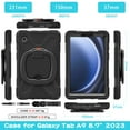thumbnail image 3 of Case for Samsung Galaxy Tab A9 8.7 inch, 360 Degree Rotating Hand Grip Shockproof Cover with Shoulder Strap, Black, 3 of 7