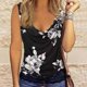 thumbnail image 4 of Camisetas de tirantes Camisetas sin mangas con estampado Floral para mujer, camisetas sin mangas con retazos de encaje, camisetas informales con cuello holgado para verano (White, XL), 4 of 6
