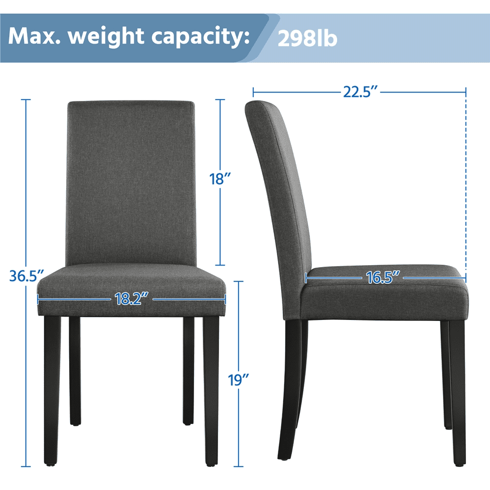 Alden Design 4pcs Fabric Upholstered Parson Dining Chairs for Home, Dark Gray