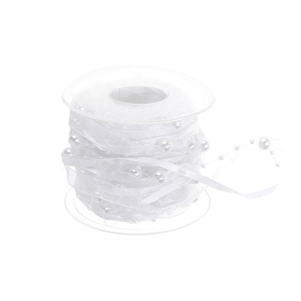 1 rollo de cinta de cuentas creativa, cinta decorativa para bodas, ramos, fiestas, manualidades (blanco)