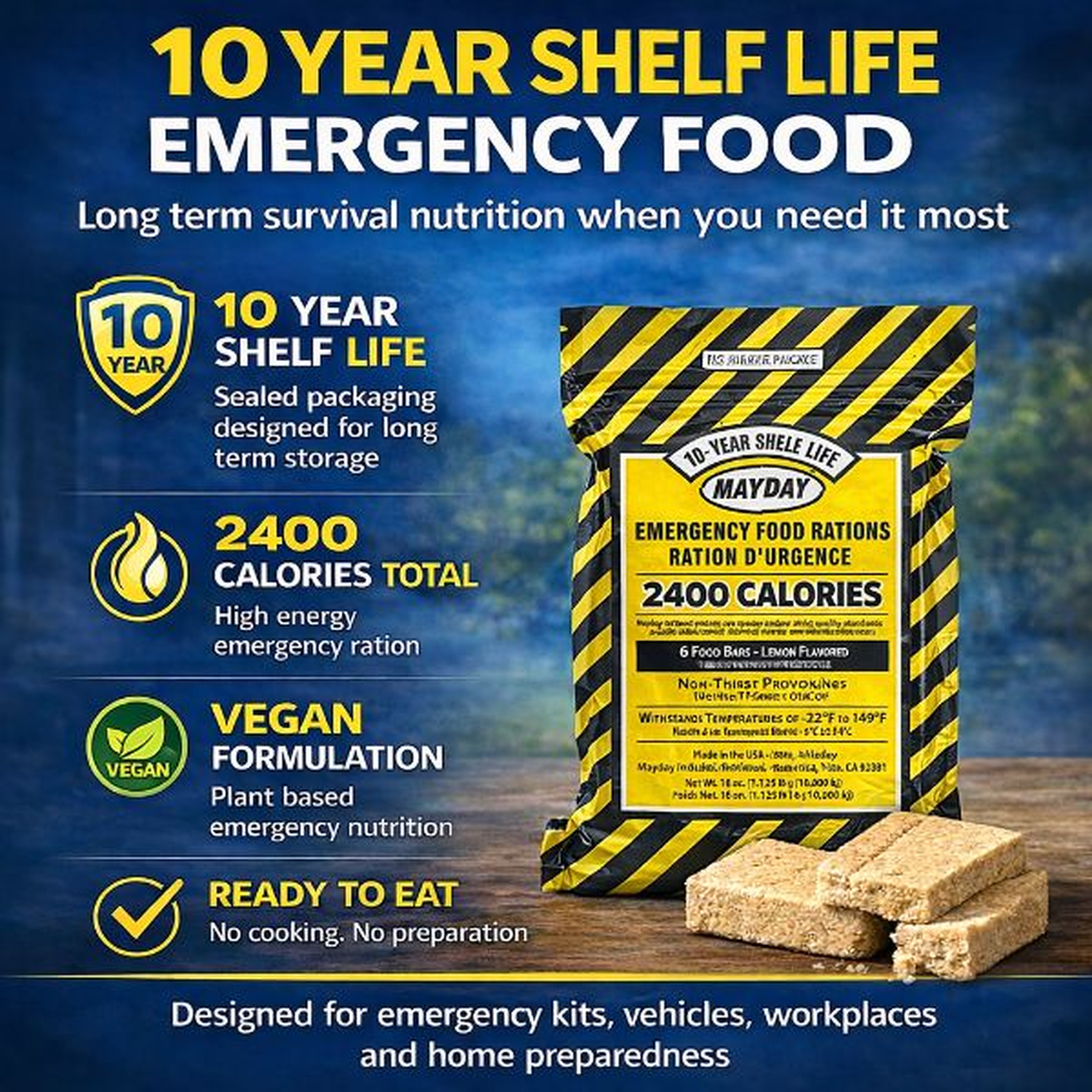 2 Person Emergency Food & Water Kit | 3 Day Survival Supply | 10 Year Shelf Life