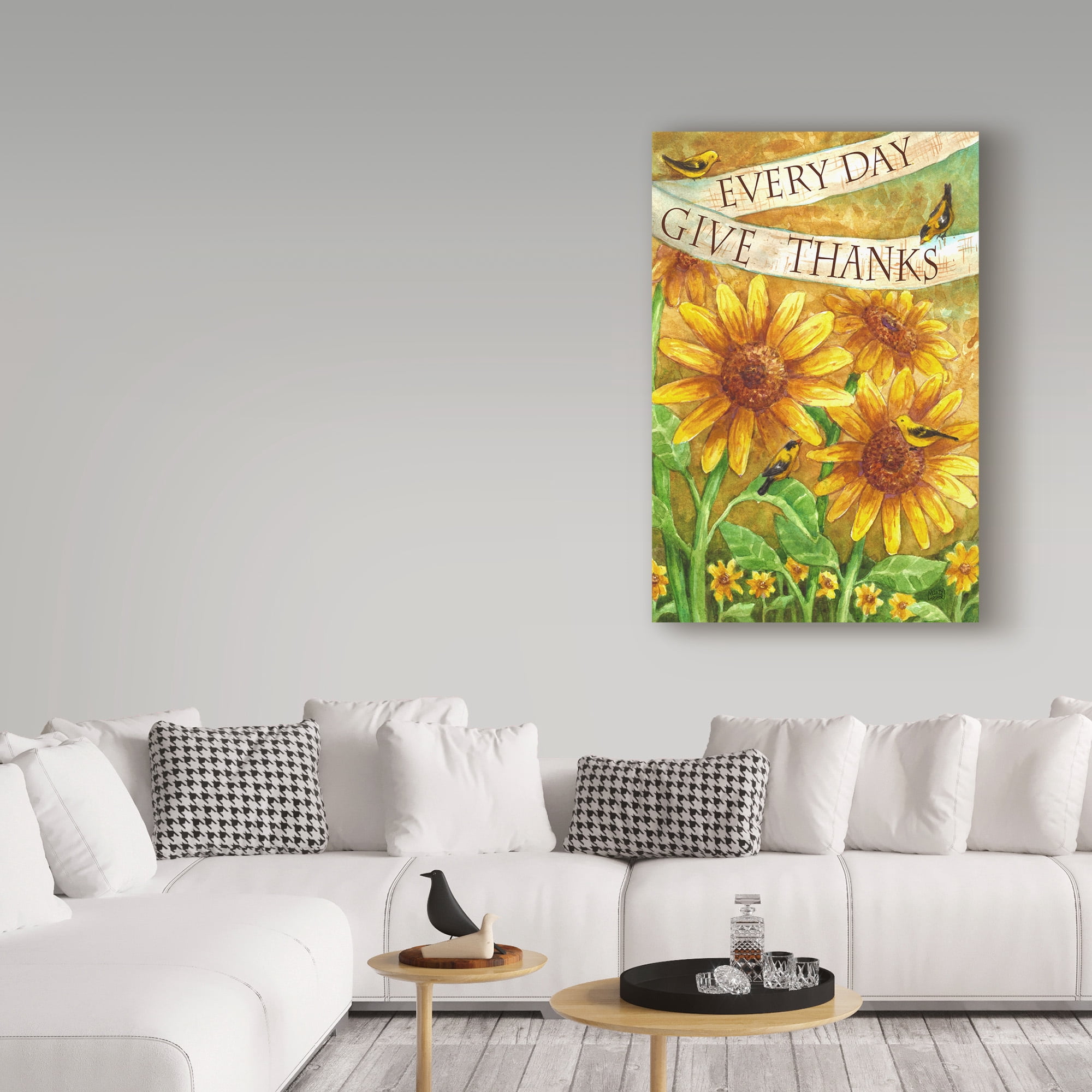 Trademark Fine Art 'Sunflower Give Thanks Everyday' Canvas Art by Melinda Hipsher
