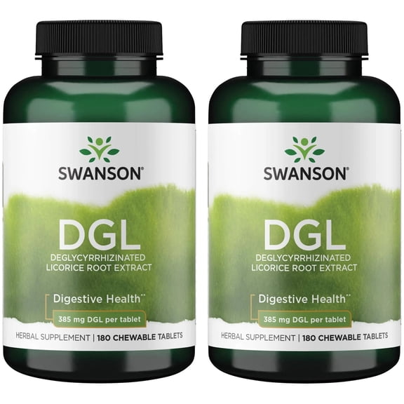 Swanson Dgl (Licorice) 385 Milligrams 180 Chwbls (2 Pack)