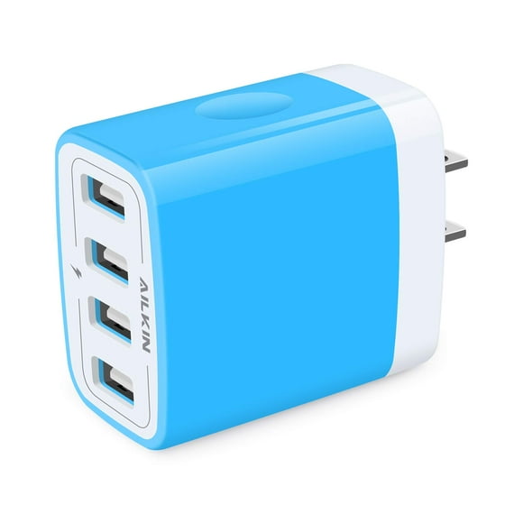 Cargador de pared USB AILKIN de 4,8 A/5 V, 4 puertos para iPhone Samsung, paquete de 2