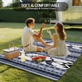 thumbnail image 4 of Navy Blue Boho Outdoor Rug for Patio/Deck/Porch, Non-Slip Large Area Rug 3 x 5 Ft, Vintage Abstract Art Ethnic Tribe Indoor Outdoor Rugs Washable Area Rugs, Reversible Camping Rug Carpet Runner, 4 of 8