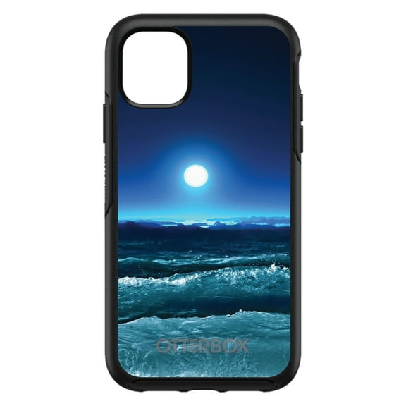 DistinctInk OtterBox Symmetry Custom Case for Apple iPhone 15 (6.1" Screen) - Moonlit Ocean Waves - Shockproof Protection