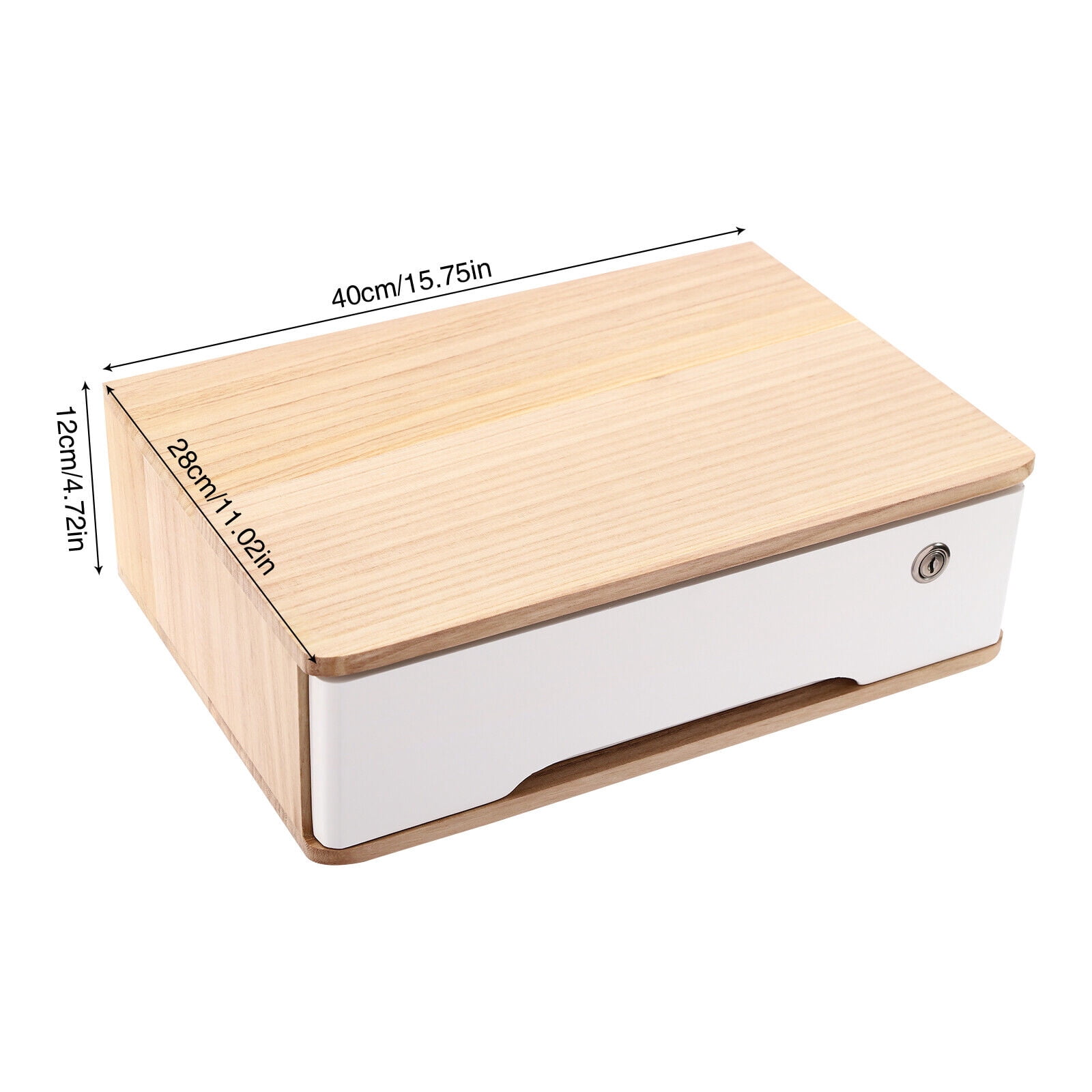Home Wooden Desktop Storage Box with Lockable Drawer Office Supplies Drawer Organizer
