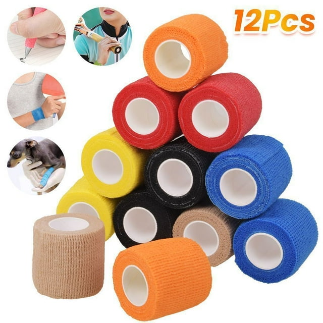First Aid Bandages For Sports And Everyday Use, Elastic Self-Adherent Tape Strong Self-Adherent Breathable Cohesive Bandage, Versatile Wrap 12 Pack