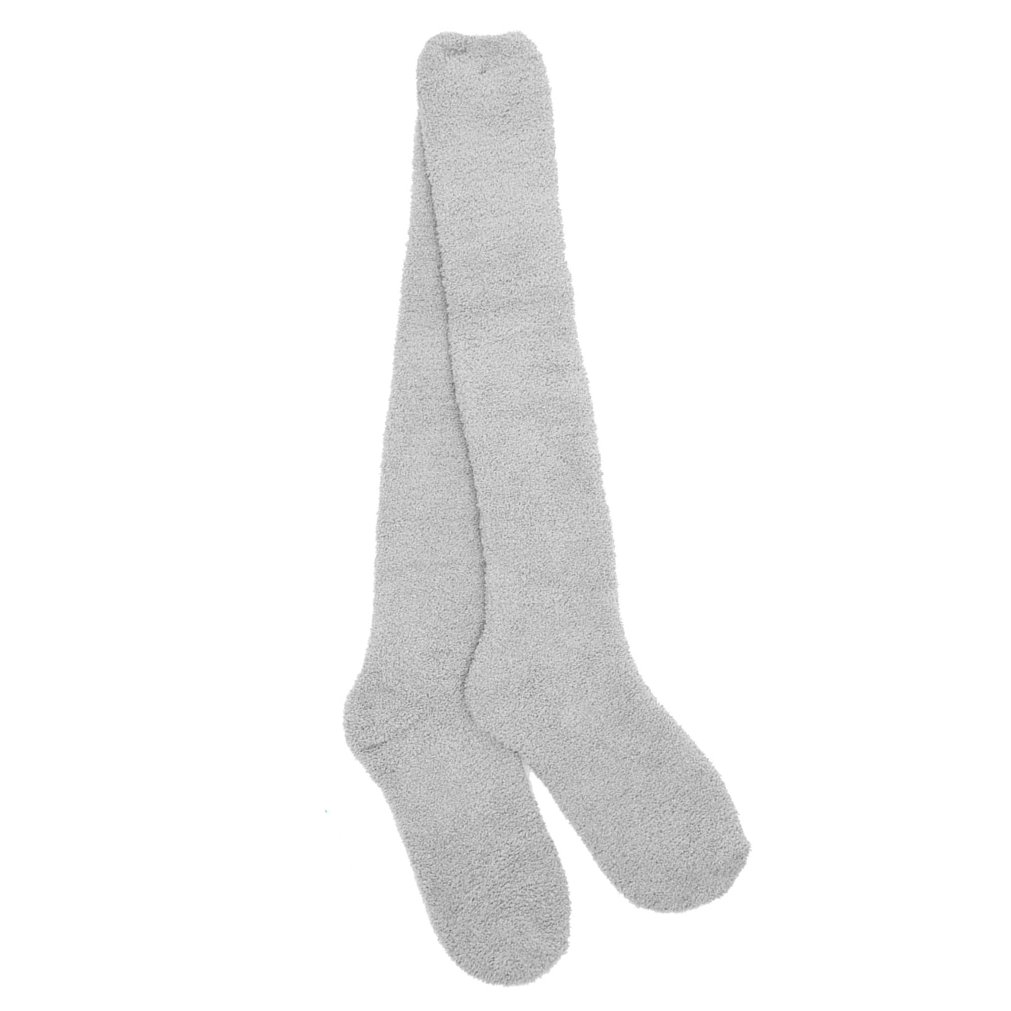 Womens Fuzzy Knee High Socks Grey 1 Pair