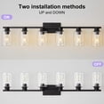 thumbnail image 6 of Deyidn 6-Light Modern Bathroom Vanity Light, 43 Inch Black Finish Dimmable Mirror Light Fixture with Cylindrical Glass Shades, 6 of 9