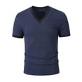 thumbnail image 3 of V Neck T-Shirt Men Knitted Ribbed Short Sleeve Casual Athletic Workout Pullover Tops Fathers Gift S-3XL, 3 of 8