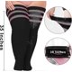 thumbnail image 2 of Calcetines altos hasta el muslo Yuxing para mujer talla grande extra largos a rayas negros y rosas, 2 of 5