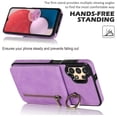 thumbnail image 6 of Mantto Wallet Case for Samsung A14 5G, Slim Premium Credit Card Slot, Zipper Wallet Case with Ring Holder Kickstand Leather Magnetic Flip Back Shockproof Cover for Samsung Galaxy A14 5G, Purple, 6 of 12