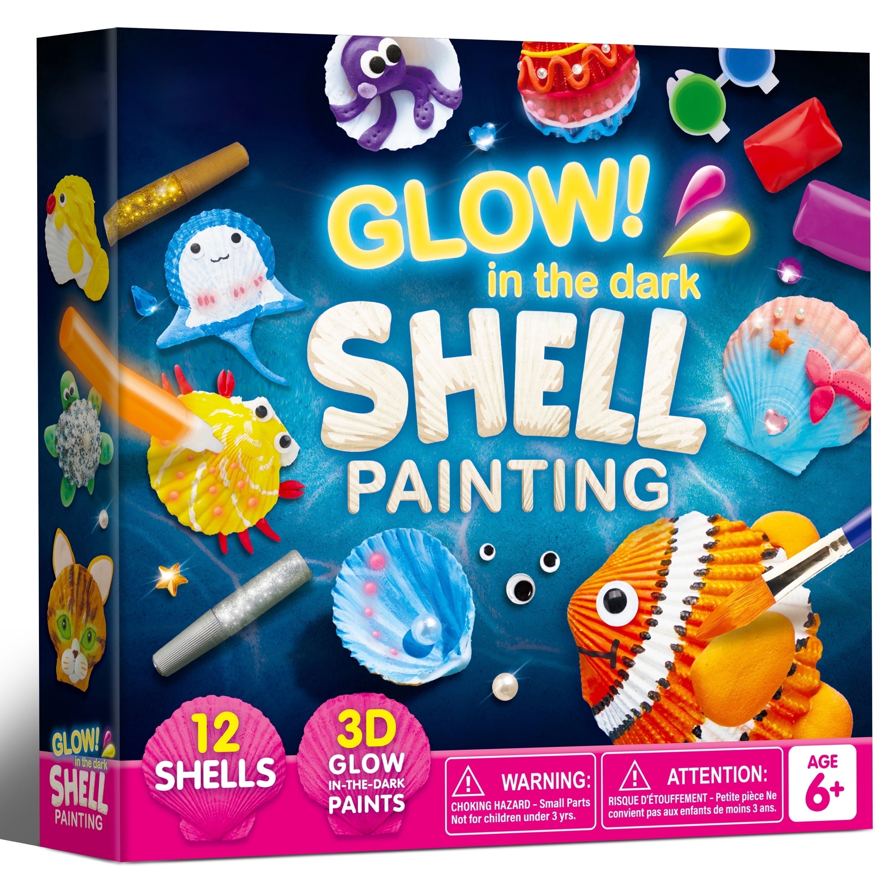 (2 pack) Joyfy 12pcs Sea Shell Painting Kit for Kids, Glow in the Dark Painting Set for Toddler Activities ,Christmas Birthday Gift for Boy Girl Ages 6 Up