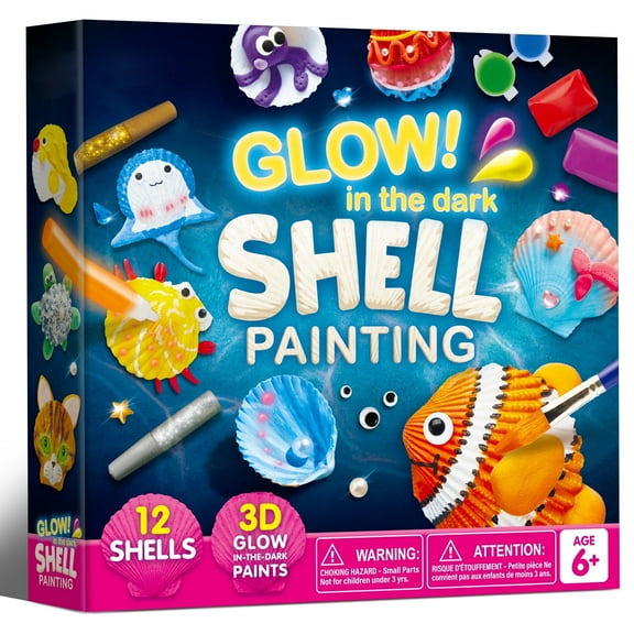 Joyfy 12pcs Sea Shell Painting Kit for Kids, Glow in the Dark Painting Set for Toddler Activities ,Christmas Birthday Gift for Boy Girl Ages 6 Up