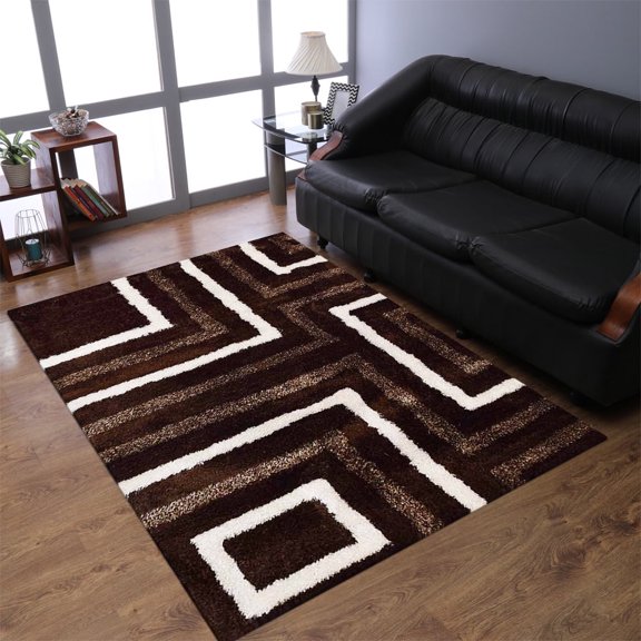 Rugsotic Carpets Hand Tufted Shag Polyester Eco-Friendly Area Rugs - 9'x12', Rectangle, Brown Beige, Plain Solid Design, High Pile Handmade Anti Skid Rugs for Living Room, Bed Room K00013