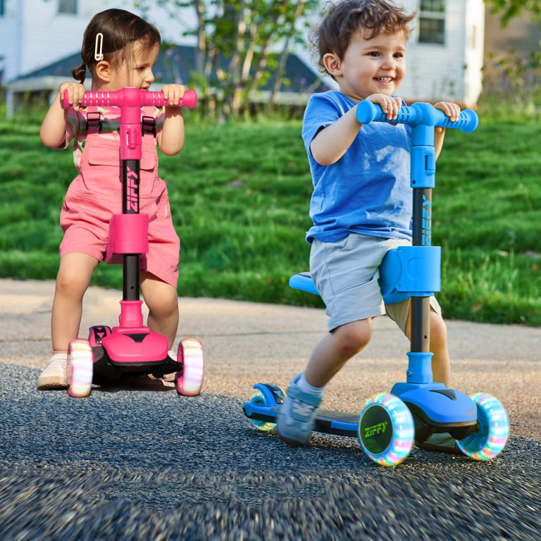 ZIFFY 2-in-1 Toddler Scooter with Seat, LED Lights, Foldable Seat