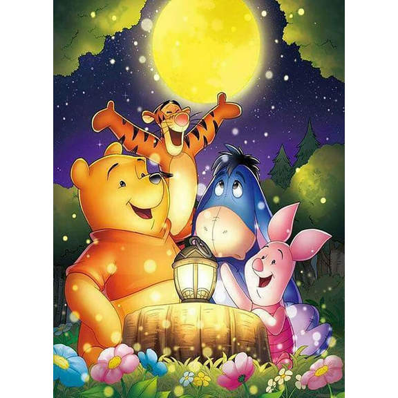 Adult Diamond Painting Set DIY Round Full Diamond Dots Painting Winnie the Pooh 5D Diamond Painting Pictures Gemstone Art Painting Set Adult Crafts Wall Decoration 12X16 inc