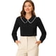 thumbnail image 1 of Blusa de Gasa Allegra K con cuello Peter Pan de Manga Larga y botones Decorativos Negro S, 1 of 6