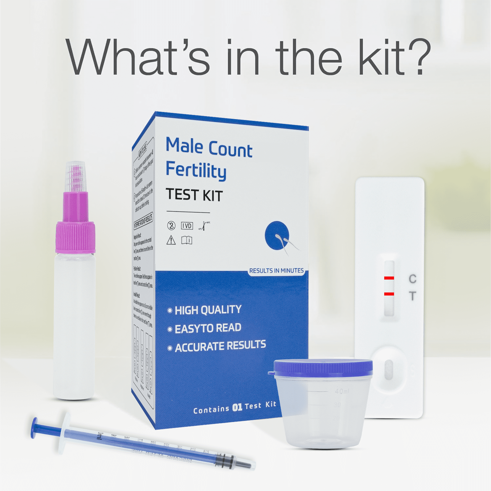 Fertility Count Test for Men, At Home Test, Easy to Read Results, Over 98% Accurate Male Count Fertility Test Kit