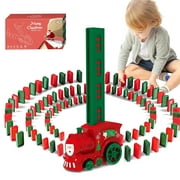 Kid Odyssey Domino Train Toy Set, 60 Pcs Santa's Domino Musical Christmas Train Set for Kids, Building and Stacking Toy for Boys Grils, Toddler Toys Christmas Birthday Gifts for Kids Age 3 4 5 6 7 8