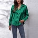 thumbnail image 2 of Camisa abotonada para mujer, camisa de manga larga para mujer, blusa de manga larga de seda satinada, camisa de manga larga para mujer, acabado de lujo, 2 of 6