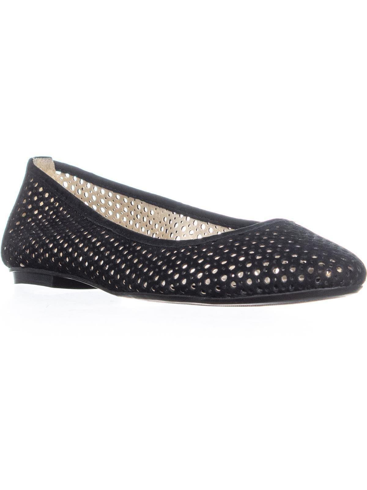 Womens French Sole League Perforated Ballet Flats, Black - Walmart.com