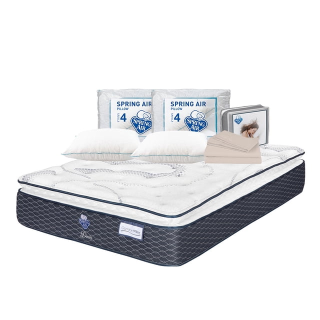 Colchón King Size Dover Spring Air + 2 Almohadas + 1 Juego de Sábanas