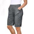 thumbnail image 4 of Olyvenn Womens Summer Casual Shorts with Side Pockets Knee Length Straight Leg Elastic Waisted Short Slacks 2025 Hiking Shorts Gray XXL, 4 of 7