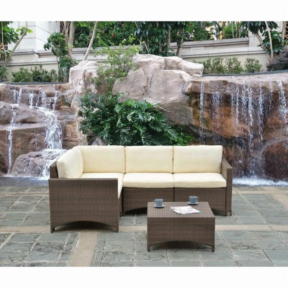 W Unlimited Studio Shine 5 Piece Modular Patio Sectional Set in Dark Brown