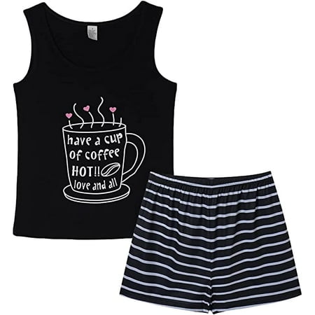 

MyFav Women s Pajamas Set Cute Tank and Shorts Set Soft PJS Sleepwear Loungewear 2XL