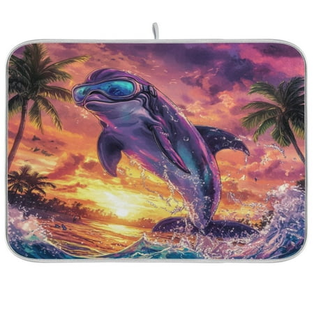

Dish Drying Mat 18 x 24 Highly Absorbent Microfiber for Dishes Utensils Fantasy Artwork