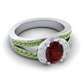 thumbnail image 3 of 2.35 Ct New Oval Cut Garnet & Peridot Gemstone Bridal Ring for Ladies Solid 18K White Gold Size 3.5 by Diamond-Capitals, 3 of 8