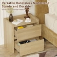 thumbnail image 5 of Nightstand Set of 2 with 2 Drawers, Modern End Table Bedside Table for Bedroom, Large Night Stands with Cut-Out Handle, Oak, 5 of 8