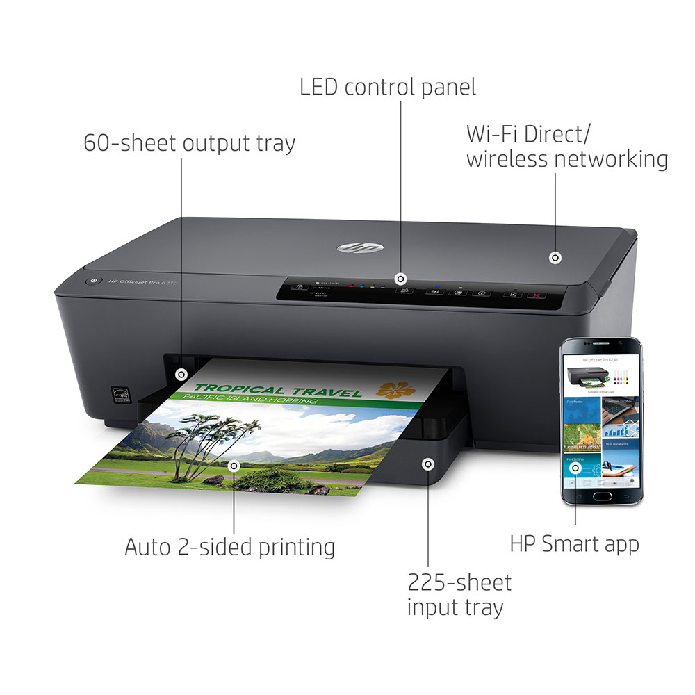 HP OfficeJet Pro 6230 Wireless Printer with Mobile Printing, HP Instant Ink (E3E03A#B1H) - image 3 of 11