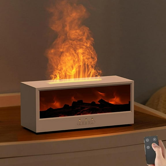 Fireplace Flame Air Diffuser Humidifier,7 Colors Aromatherapy Essential Oil Diffuser,150ml Ultrasonic Cool Mist Humidifier with Remote,3 Gears Timer Shutdown for Home, Bedroom, Office,Yoga